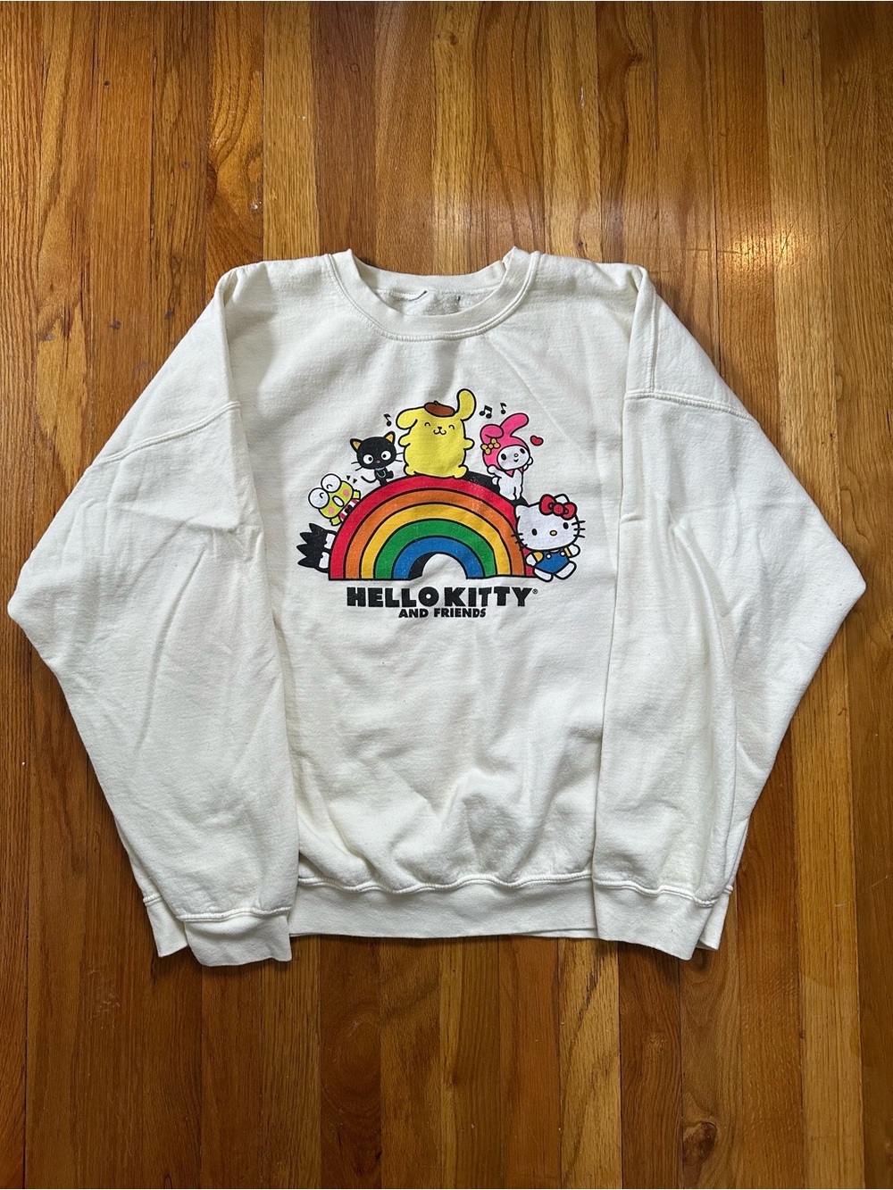 Hello Kitty Yellow Rainbow Graphic Crewneck Sweatshirt